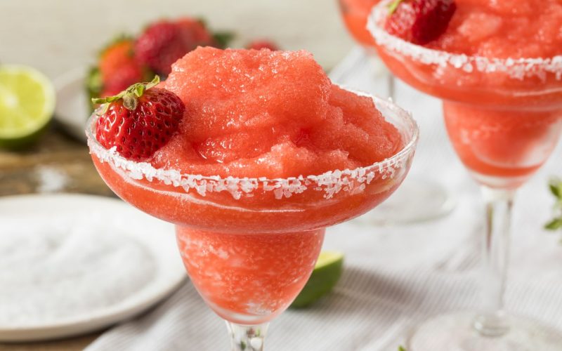 Homemade,Red,Frozen,Strawberry,Margarita,In,A,Glass